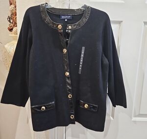 Black Cardigan with Gold Button Accents